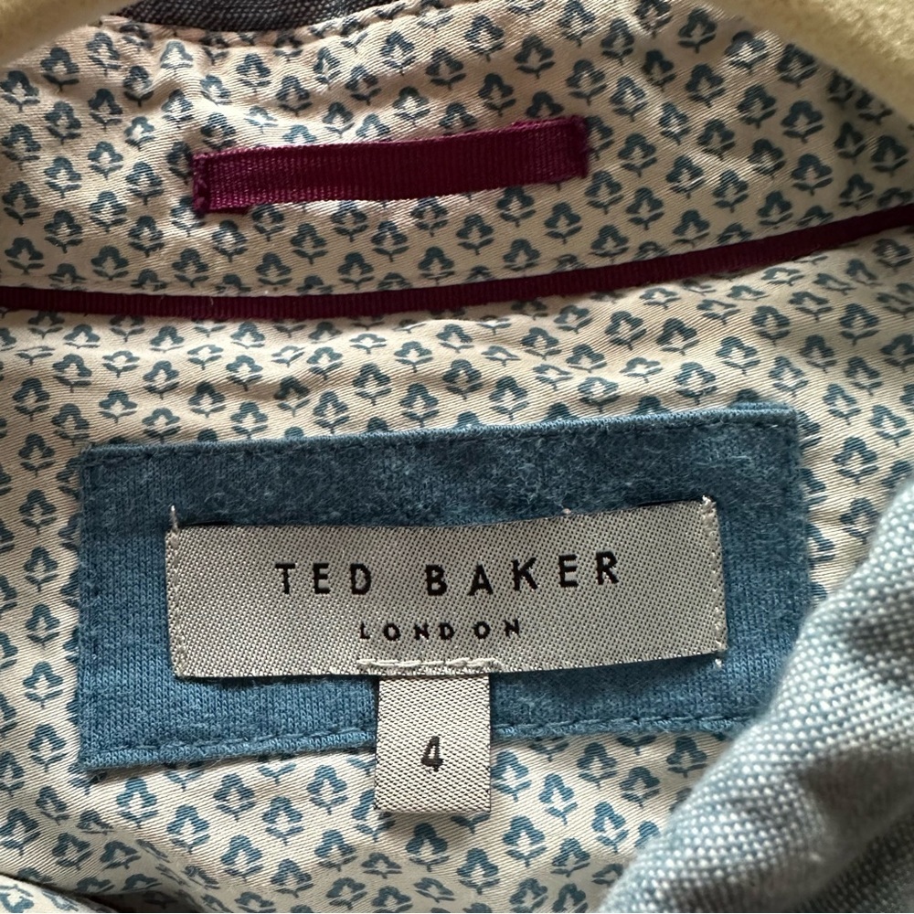 TED BAKER London Blue Button Collar Polo Shirt Pocket Short Sleeve Size L - Picture 8 of 13
